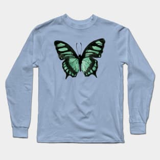 Malachite Loose Watercolor Butterfly Long Sleeve T-Shirt